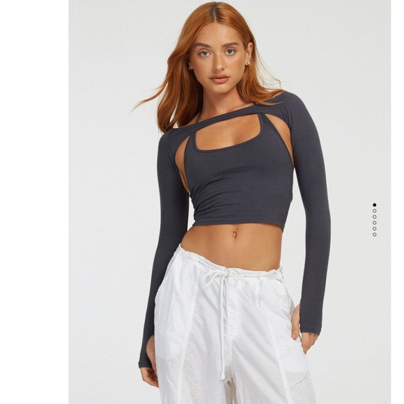 Motel Rocks Tops - Motel Rocks BRANDY CROP TOP IN OCEAN STORM